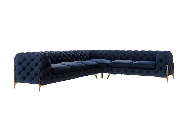 S-Style Möbel Natalie - Chesterfield Ecksofa mit Goldene Metall Füßen - Marineblau S-Style Möbel Natalie - Chesterfield Ecksofa mit Goldene Metall Füßen - Marineblau von S-Style Möbel