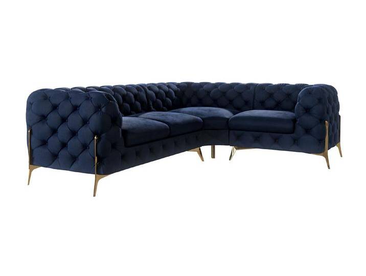 S-Style Möbel Natalie - Chesterfield Ecksofa mit Goldene Metall Füßen - Marineblau S-Style Möbel Natalie - Chesterfield Ecksofa mit Goldene Metall Füßen - Marineblau von S-Style Möbel