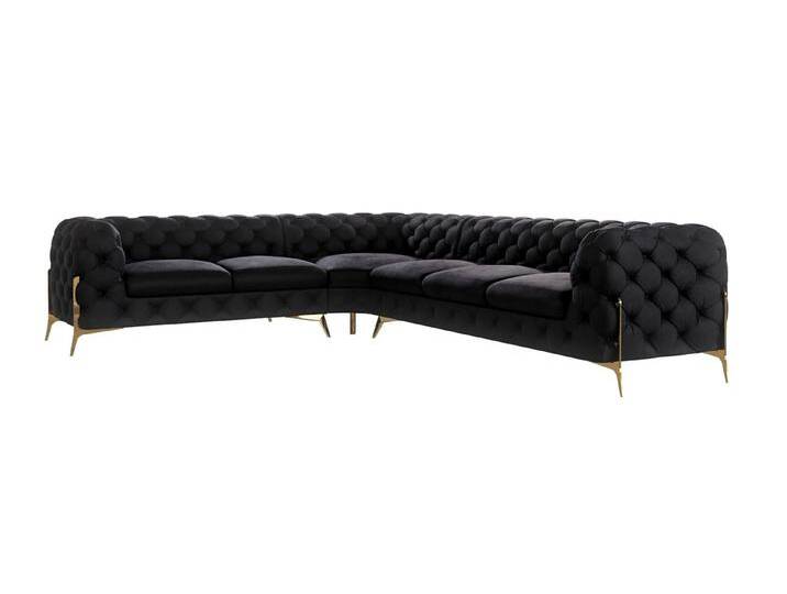 S-Style Möbel Natalie - Chesterfield Ecksofa mit Goldene Metall Füßen - Schwarz S-Style Möbel Natalie - Chesterfield Ecksofa mit Goldene Metall Füßen - Schwarz von S-Style Möbel