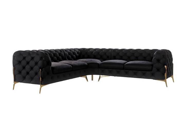 S-Style Möbel Natalie - Chesterfield Ecksofa mit Goldene Metall Füßen - Schwarz S-Style Möbel Natalie - Chesterfield Ecksofa mit Goldene Metall Füßen - Schwarz von S-Style Möbel