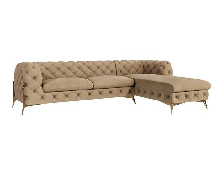 S-Style Möbel Natalie - Chesterfield Ecksofa mit Ottomane mit Goldene Metall Füßen - Beige S-Style Möbel Natalie - Chesterfield Ecksofa mit Ottomane mit Goldene Metall Füßen - Beige von S-Style Möbel
