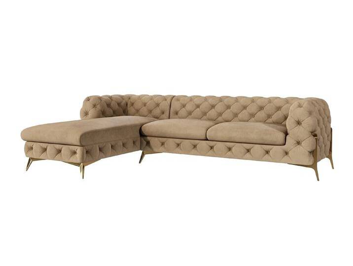S-Style Möbel Natalie - Chesterfield Ecksofa mit Ottomane mit Goldene Metall Füßen - Beige S-Style Möbel Natalie - Chesterfield Ecksofa mit Ottomane mit Goldene Metall Füßen - Beige von S-Style Möbel