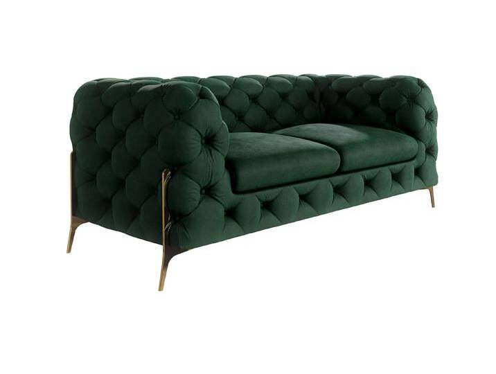 S-Style Möbel Natalie - Chesterfield Sofa 2-Sitzer mit Goldene Metall Füßen - Flasche Grün S-Style Möbel Natalie - Chesterfield Sofa 2-Sitzer mit Goldene Metall Füßen - Flasche Grün von S-Style Möbel