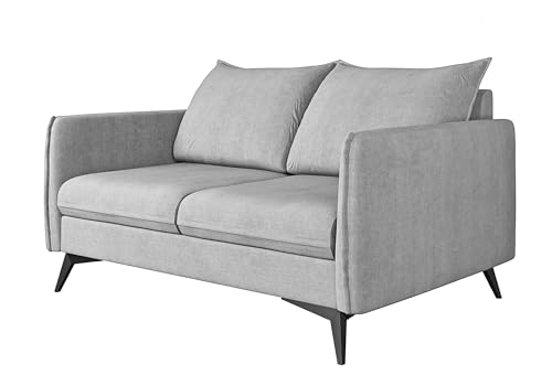 S-Style Möbel Nina Sofa 2-Sitzer Sofa für Wohnzimmer Couch Freistehende Polster Sofas & Couches Couchgarnitur Mit Schwarzen Metallfüßen Silber 138 x 91 x 86 cm von S-Style Möbel
