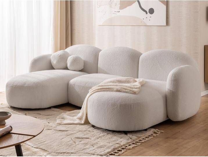 S-Style Möbel Nuvola - Moderne Wohnlandschaft aus Bouclé mit abgerundetem Design und hohem Sitzkomfort - Weiß von S-Style Möbel