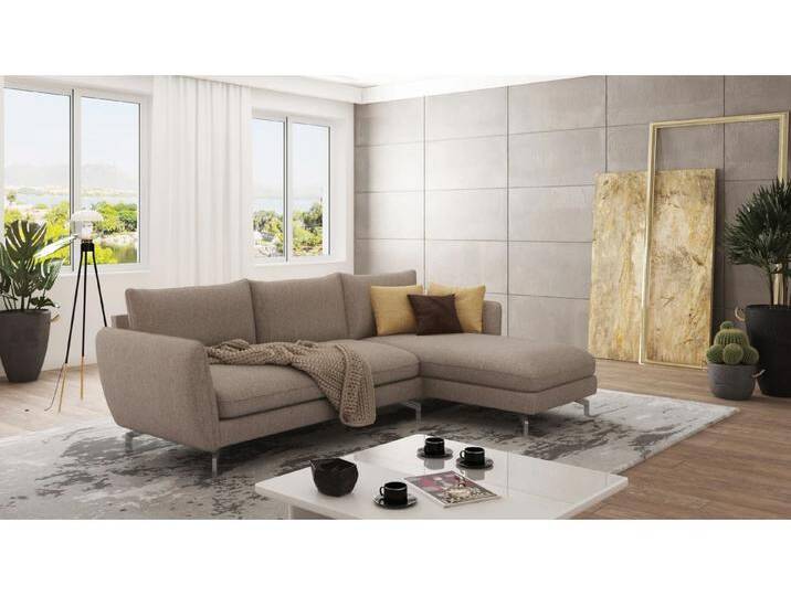S-Style Möbel Patrick - Modernes Ecksofa mit Silber Metall Füßen - Dunkelbeige S-Style Möbel Patrick - Modernes Ecksofa mit Silber Metall Füßen - Dunkelbeige von S-Style Möbel