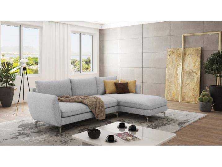 S-Style Möbel Patrick - Modernes Ecksofa mit Silber Metall Füßen - Silber S-Style Möbel Patrick - Modernes Ecksofa mit Silber Metall Füßen - Silber von S-Style Möbel