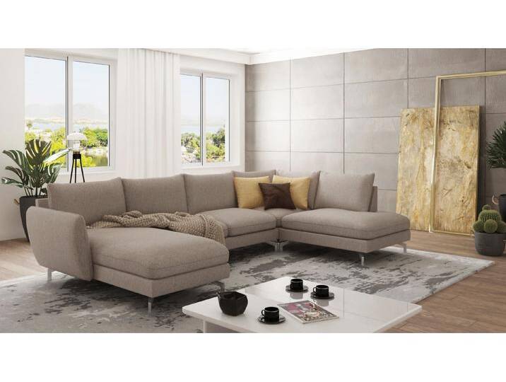 S-Style Möbel Patrick - Wohnlandschaft mit Silber Metall Füßen - Dunkelbeige S-Style Möbel Patrick - Wohnlandschaft mit Silber Metall Füßen - Dunkelbeige von S-Style Möbel