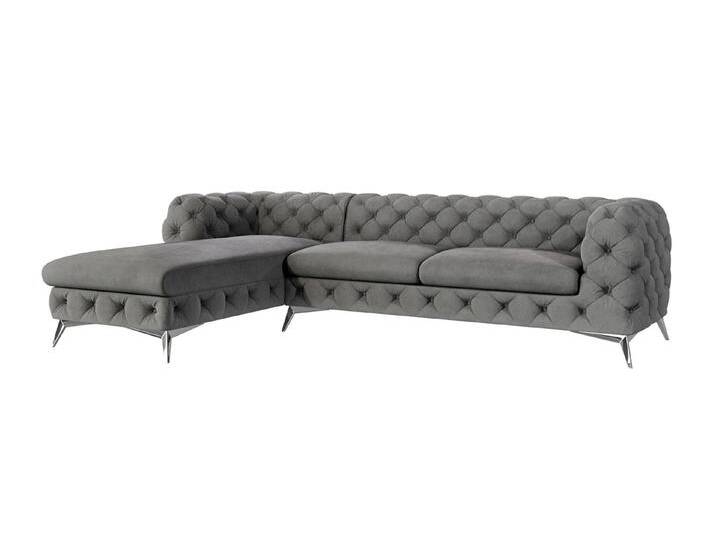 S-Style Möbel Paul - Chesterfield Ecksofa mit Ottomane mit Silber Metall Füßen - Grau S-Style Möbel Paul - Chesterfield Ecksofa mit Ottomane mit Silber Metall Füßen - Grau von S-Style Möbel