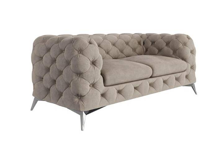 S-Style Möbel Paul - Chesterfield Sofa 2-Sitzer mit Silber Metall Füßen - Dunkle Creme S-Style Möbel Paul - Chesterfield Sofa 2-Sitzer mit Silber Metall Füßen - Dunkle Creme von S-Style Möbel