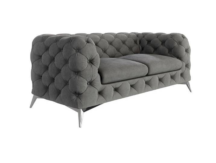 S-Style Möbel Paul - Chesterfield Sofa 2-Sitzer mit Silber Metall Füßen - Grau S-Style Möbel Paul - Chesterfield Sofa 2-Sitzer mit Silber Metall Füßen - Grau von S-Style Möbel