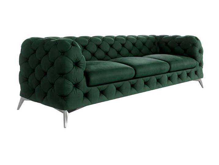 S-Style Möbel Paul - Chesterfield Sofa 3-Sitzer mit Silber Metall Füßen - Flasche Grün S-Style Möbel Paul - Chesterfield Sofa 3-Sitzer mit Silber Metall Füßen - Flasche Grün von S-Style Möbel