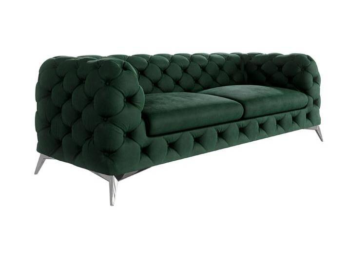 S-Style Möbel Paul - Chesterfield Sofa 3-Sitzer mit Silber Metall Füßen - Flasche Grün S-Style Möbel Paul - Chesterfield Sofa 3-Sitzer mit Silber Metall Füßen - Flasche Grün von S-Style Möbel