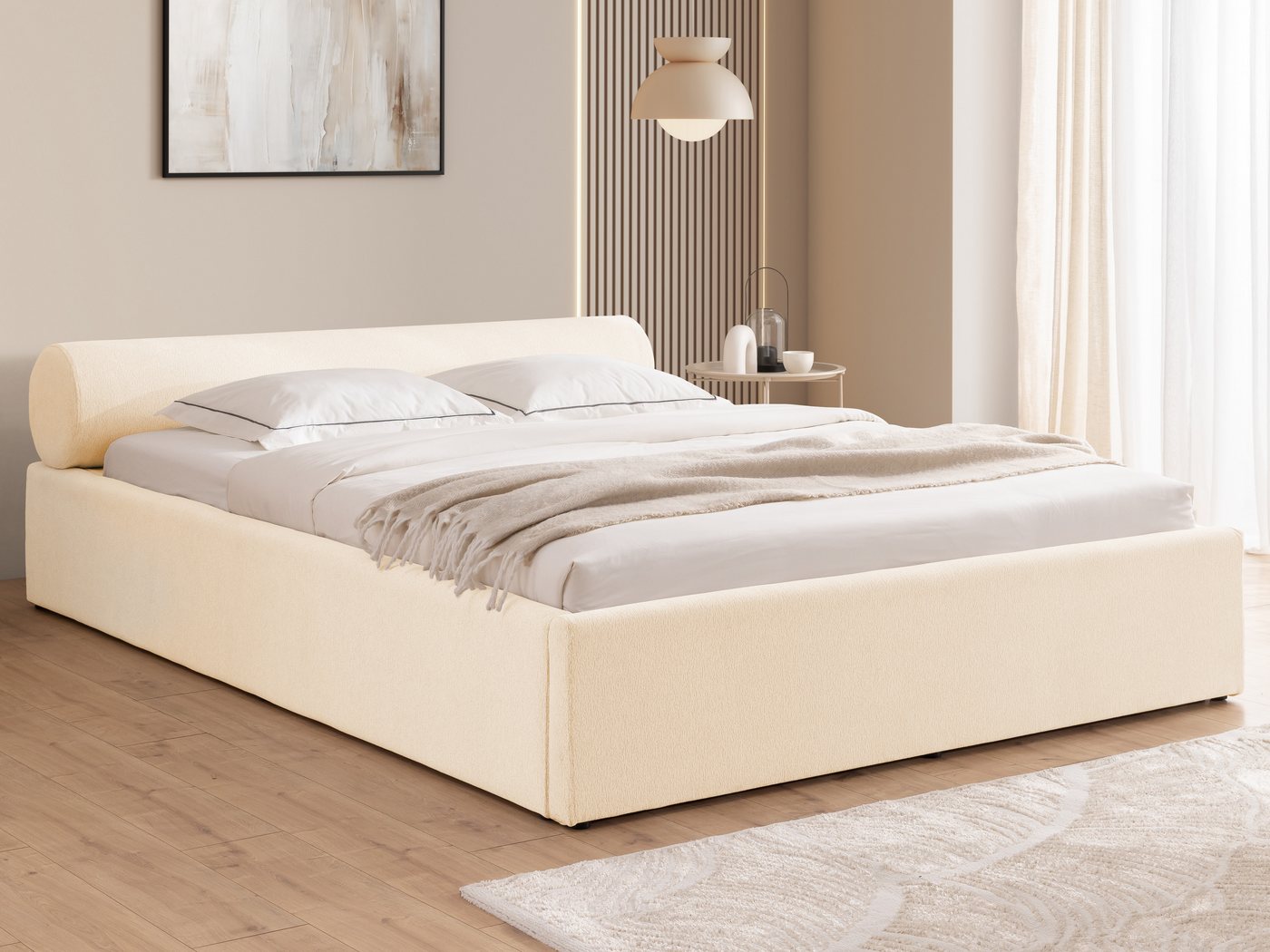 S-Style Möbel Polsterbett Josy aus Chenille-Stoff mit Lattenrost und großem Bettkasten (1 x Polsterbett mit Lattenrost), Chenille-Stoff von S-Style Möbel