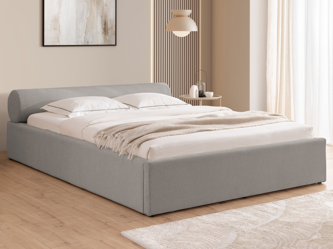 S-Style Möbel Polsterbett Josy aus Chenille-Stoff mit Lattenrost und großem Bettkasten (1 x Polsterbett mit Lattenrost), Chenille-Stoff von S-Style Möbel