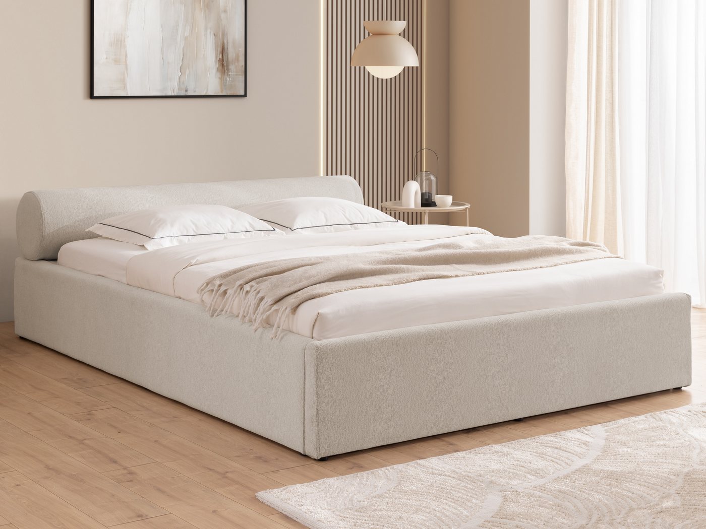 S-Style Möbel Polsterbett Josy aus Chenille-Stoff mit Lattenrost und großem Bettkasten (1 x Polsterbett mit Lattenrost), Chenille-Stoff von S-Style Möbel