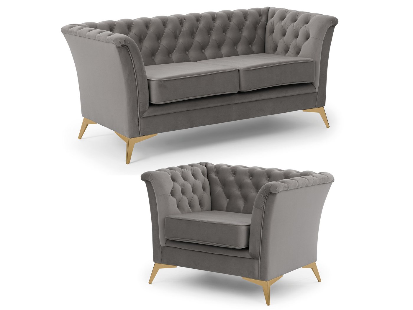 S-Style Möbel Polstergarnitur 2+1 Whitby, aus Samt mit goldenen, silbernen oder schwarzen Füßen S-Style Möbel Polstergarnitur 2+1 Whitby, aus Samt mit goldenen, silbernen oder schwarzen Füßen von S-Style Möbel