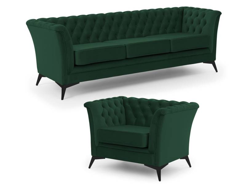 S-Style Möbel Polstergarnitur 3+1 Whitby aus Samt mit goldenen, silbernen oder schwarzen Füßen S-Style Möbel Polstergarnitur 3+1 Whitby aus Samt mit goldenen, silbernen oder schwarzen Füßen von S-Style Möbel