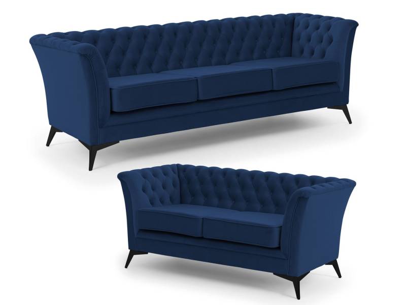 S-Style Möbel Polstergarnitur 3+2 Whitby aus Samt mit goldenen, silbernen oder schwarzen Füßen S-Style Möbel Polstergarnitur 3+2 Whitby aus Samt mit goldenen, silbernen oder schwarzen Füßen von S-Style Möbel