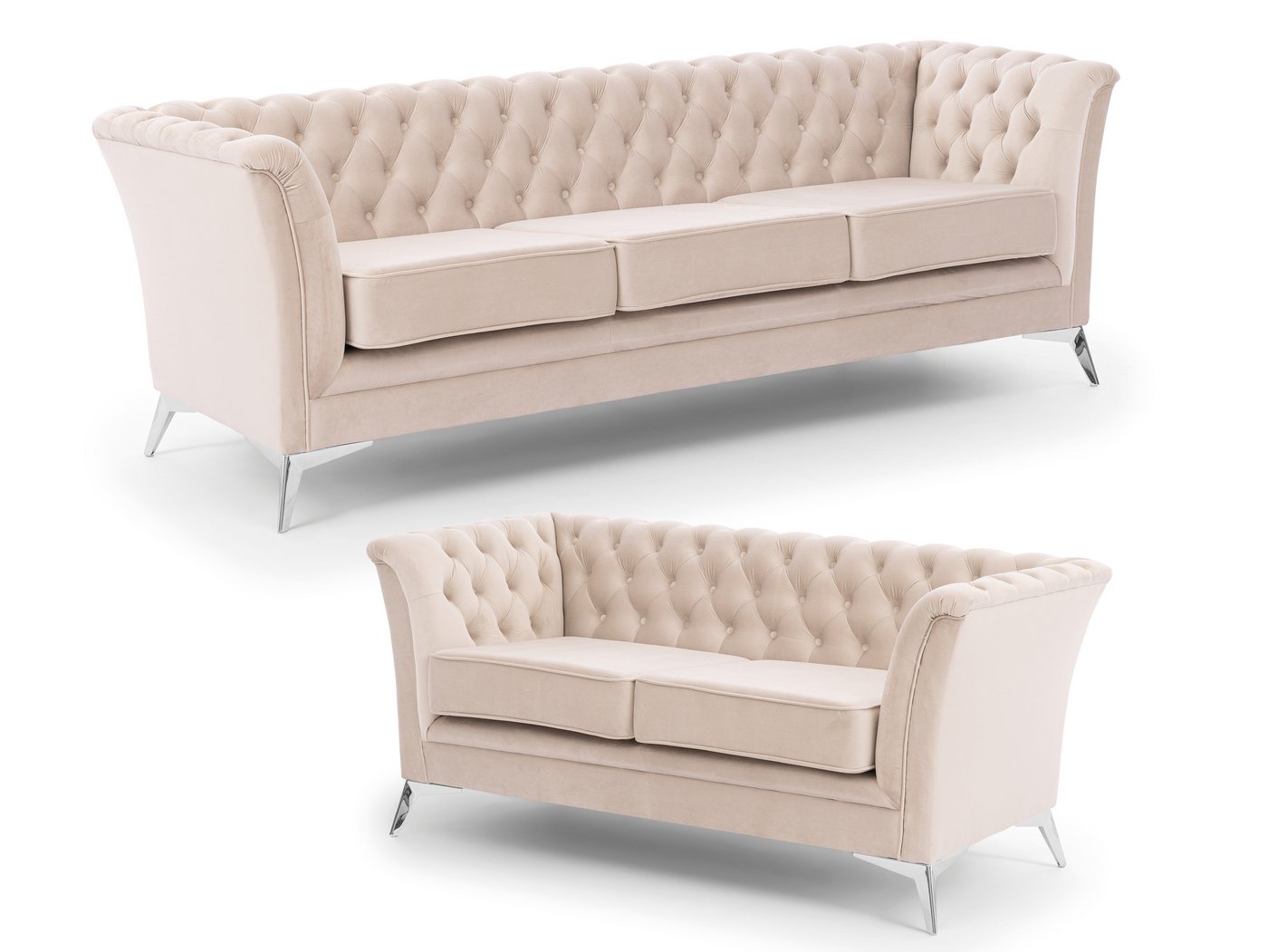 S-Style Möbel Polstergarnitur 3+2 Whitby aus Samt mit goldenen, silbernen oder schwarzen Füßen S-Style Möbel Polstergarnitur 3+2 Whitby aus Samt mit goldenen, silbernen oder schwarzen Füßen von S-Style Möbel