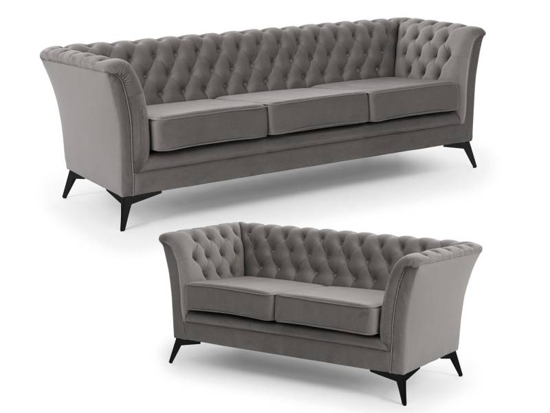 S-Style Möbel Polstergarnitur 3+2 Whitby aus Samt mit goldenen, silbernen oder schwarzen Füßen S-Style Möbel Polstergarnitur 3+2 Whitby aus Samt mit goldenen, silbernen oder schwarzen Füßen von S-Style Möbel
