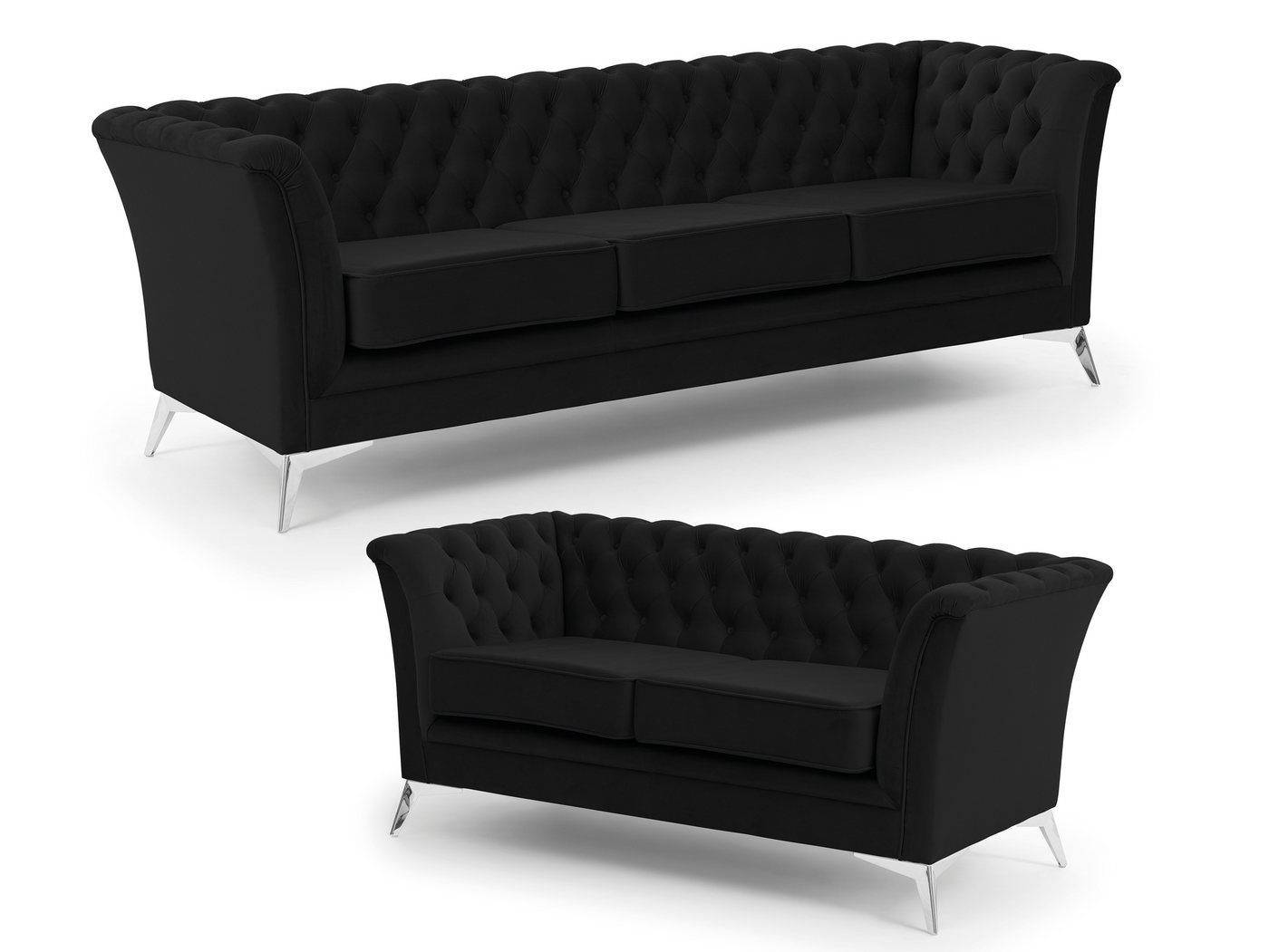 S-Style Möbel Polstergarnitur 3+2 Whitby aus Samt mit goldenen, silbernen oder schwarzen Füßen S-Style Möbel Polstergarnitur 3+2 Whitby aus Samt mit goldenen, silbernen oder schwarzen Füßen von S-Style Möbel