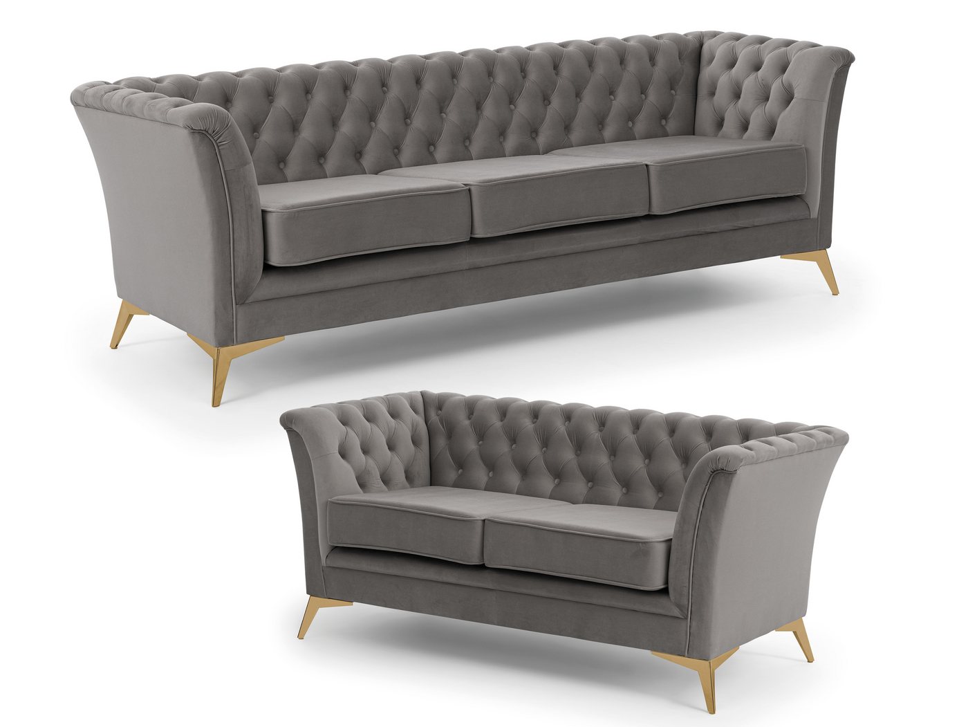 S-Style Möbel Polstergarnitur 3+2 Whitby aus Samt mit goldenen, silbernen oder schwarzen Füßen S-Style Möbel Polstergarnitur 3+2 Whitby aus Samt mit goldenen, silbernen oder schwarzen Füßen von S-Style Möbel