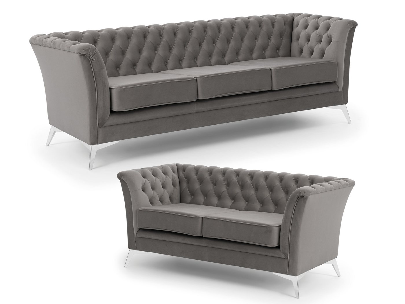 S-Style Möbel Polstergarnitur 3+2 Whitby aus Samt mit goldenen, silbernen oder schwarzen Füßen S-Style Möbel Polstergarnitur 3+2 Whitby aus Samt mit goldenen, silbernen oder schwarzen Füßen von S-Style Möbel
