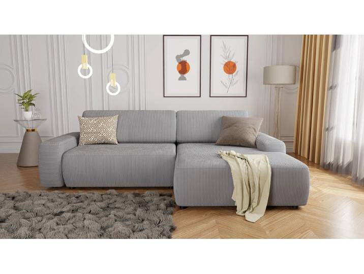 S-Style Möbel Rowan - Ecksofa mit Schlaffunktion und Bettkasten in Cord-Stoff schöner Sitzkomfort - Hellgrau S-Style Möbel Rowan - Ecksofa mit Schlaffunktion und Bettkasten in Cord-Stoff schöner Sitzkomfort - Hellgrau von S-Style Möbel