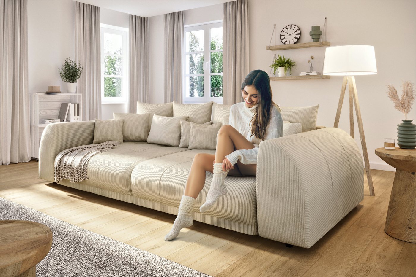 S-Style Möbel Big-Sofa Levana 5-Sitzer Boxspringfederung Lounge Sofa in Cord-Stoff S-Style Möbel Big-Sofa Levana 5-Sitzer Boxspringfederung Lounge Sofa in Cord-Stoff von S-Style Möbel