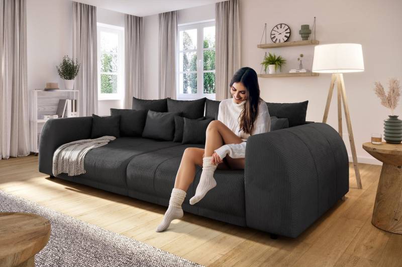 S-Style Möbel Big-Sofa Levana 5-Sitzer Boxspringfederung Lounge Sofa in Cord-Stoff von S-Style Möbel