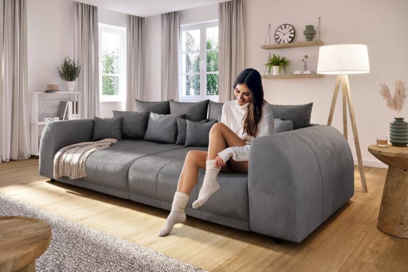 S-Style Möbel Big-Sofa Levana 5-Sitzer Boxspringfederung Lounge Sofa in Cord-Stoff von S-Style Möbel