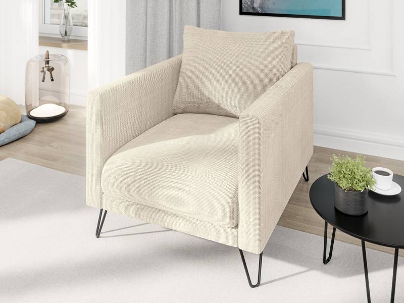 S-Style Möbel Sessel Harmony aus Chenille-Stoff mit Hohen Schwarzen Metallfüßen (1 x Sessel), mit Wellenfederung von S-Style Möbel