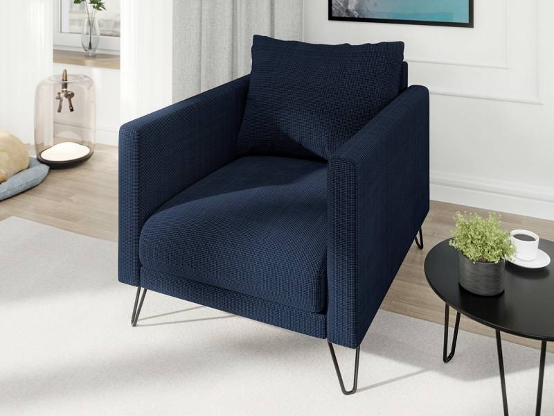 S-Style Möbel Sessel Harmony aus Chenille-Stoff mit Hohen Schwarzen Metallfüßen (1 x Sessel), mit Wellenfederung von S-Style Möbel