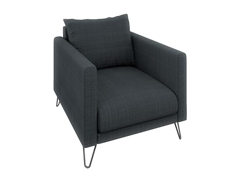 S-Style Möbel Sessel Wohnzimmer Armsessel Lesesessel Hohe Metallfüße Schwarz Chenille-Stoff Freistehend Harmony Graphit von S-Style Möbel