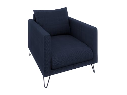 S-Style Möbel Sessel Wohnzimmer Armsessel Lesesessel Hohe Metallfüße Schwarz Chenille-Stoff Freistehend Harmony Marineblau von S-Style Möbel