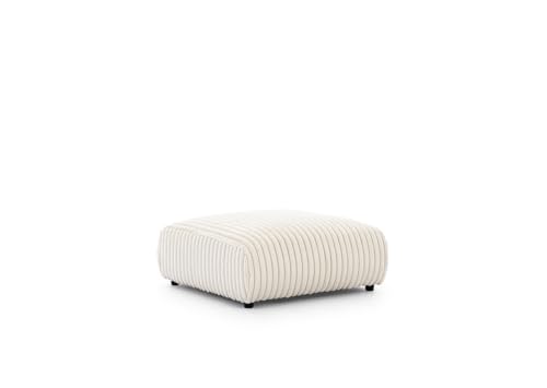 S-Style Möbel Sitzhocker Hocker Fußhocker - 2 Sitzer - Sofahocker - Schwarze Füße - Plüschcord - Freistehend - Mollis Hellbeige von S-Style Möbel
