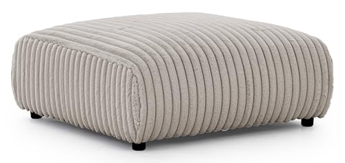 S-Style Möbel Sitzhocker Hocker Fußhocker - 2 Sitzer - Sofahocker - Schwarze Füße - Plüschcord - Freistehend - Mollis Hellgrau von S-Style Möbel