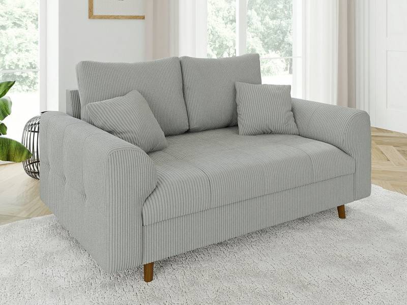 S-Style Möbel 2-Sitzer Sofa Zara mit Holzfüßen im skandinavischen Stil aus Cord-Stoff, mit Wellenfederung von S-Style Möbel