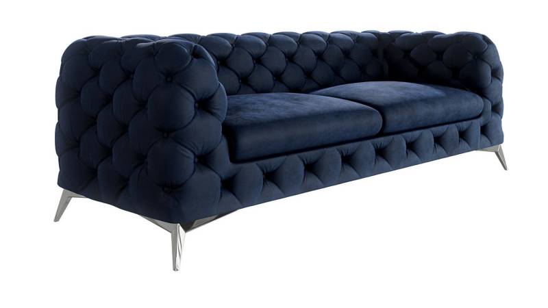S-Style Möbel Chesterfield-Sofa Kalina, 3-Sitzer mit silbernen Metall Füßen, mit Wellenfederung von S-Style Möbel