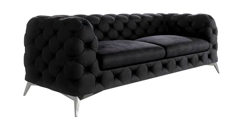 S-Style Möbel Chesterfield-Sofa Kalina, 3-Sitzer mit silbernen Metall Füßen, mit Wellenfederung von S-Style Möbel