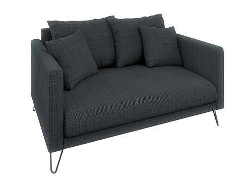 S-Style Möbel Sofa Couch 2 Sitzer Hohe Metallfüße Schwarz Chenille-Stoff Freistehend Harmony Graphit von S-Style Möbel