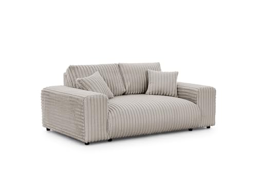 S-Style Möbel Sofa Couch - 2 Sitzer - Schwarze Füße - Plüschcord - Freistehend - Mollis Hellgrau S-Style Möbel Sofa Couch - 2 Sitzer - Schwarze Füße - Plüschcord - Freistehend - Mollis Hellgrau von S-Style Möbel