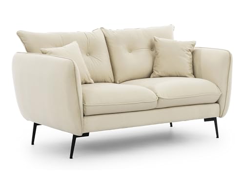 S-Style Möbel Sofa Couch - 2 Sitzer - Schwarze Metallfüße - Samt Stoff - Freistehend - Nordloft Beige S-Style Möbel Sofa Couch - 2 Sitzer - Schwarze Metallfüße - Samt Stoff - Freistehend - Nordloft Beige von S-Style Möbel