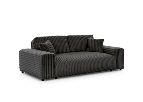 S-Style Möbel Sofa Couch - 3 Sitzer - Schwarze Füße - Plüschcord - Freistehend - Mollis Dunkelgrau S-Style Möbel Sofa Couch - 3 Sitzer - Schwarze Füße - Plüschcord - Freistehend - Mollis Dunkelgrau von S-Style Möbel