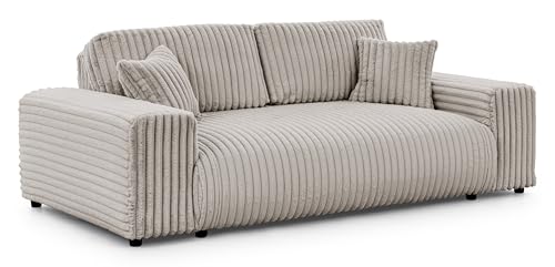 S-Style Möbel Sofa Couch - 3 Sitzer - Schwarze Füße - Plüschcord - Freistehend - Mollis Hellgrau S-Style Möbel Sofa Couch - 3 Sitzer - Schwarze Füße - Plüschcord - Freistehend - Mollis Hellgrau von S-Style Möbel