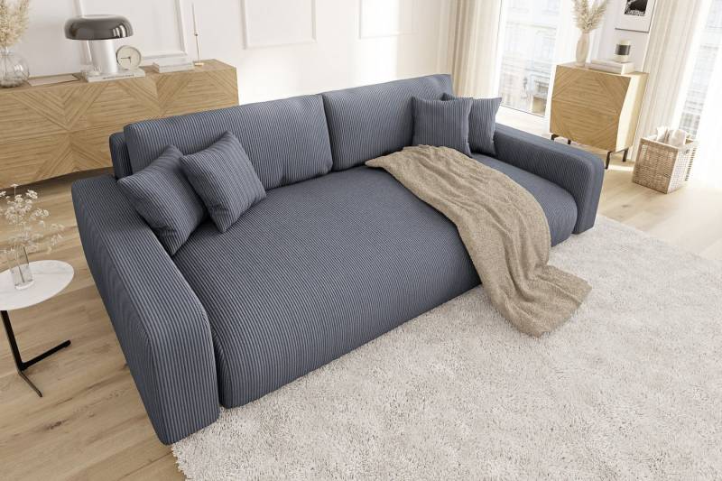 S-Style Möbel Schlafsofa Emma mit Bettkasten in Cord-Stoff von S-Style Möbel