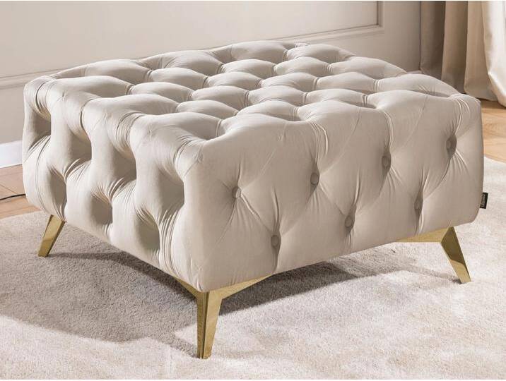 S-Style Möbel Whitby - Chesterfield Luxus Fußhocker aus Samt mit goldenen, silbernen oder schwarzen Füßen - Beige S-Style Möbel Whitby - Chesterfield Luxus Fußhocker aus Samt mit goldenen, silbernen oder schwarzen Füßen - Beige von S-Style Möbel