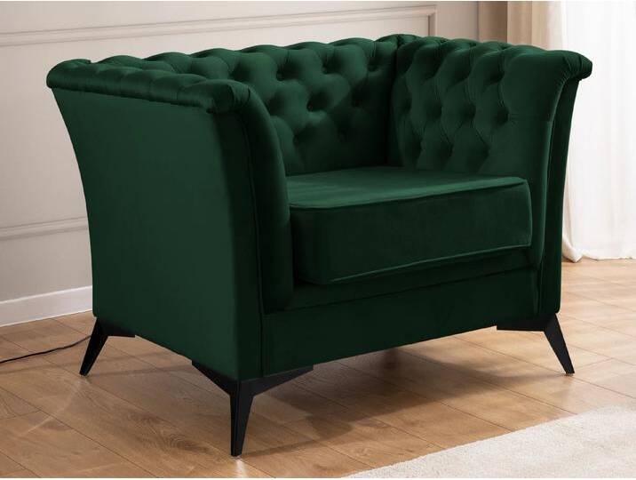 S-Style Möbel Whitby - Chesterfield Luxus Sessel aus Samt mit goldenen, silbernen oder schwarzen Füßen - Flasche Grün S-Style Möbel Whitby - Chesterfield Luxus Sessel aus Samt mit goldenen, silbernen oder schwarzen Füßen - Flasche Grün von S-Style Möbel
