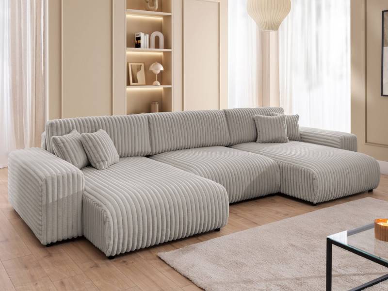 S-Style Möbel Wohnlandschaft Mollis mit Schlaffunktion und Bettkasten aus Plüschcord von S-Style Möbel